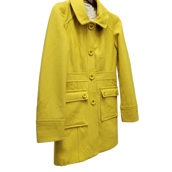 Tulle Front Button Coat Yellow Women's Size Small. Excellent Condition Pre-owned - Picture 7 of 10